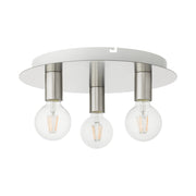 Hillview 3-Light Medium Flush Mount in Brushed Nickel with White Canopy
