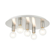 Hillview 5-Light Large Flush Mount in Brushed Nickel with White Canopy