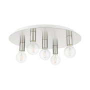 Hillview 5-Light Large Flush Mount in Brushed Nickel with White Canopy