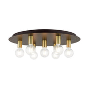 Hillview 7-Light Extra Large Flush Mount in Bronze with Satin Brass Accents