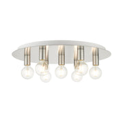 Hillview 7-Light Extra Large Flush Mount in Brushed Nickel with White Canopy
