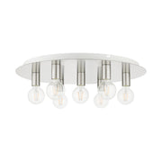 Hillview 7-Light Extra Large Flush Mount in Brushed Nickel with White Canopy