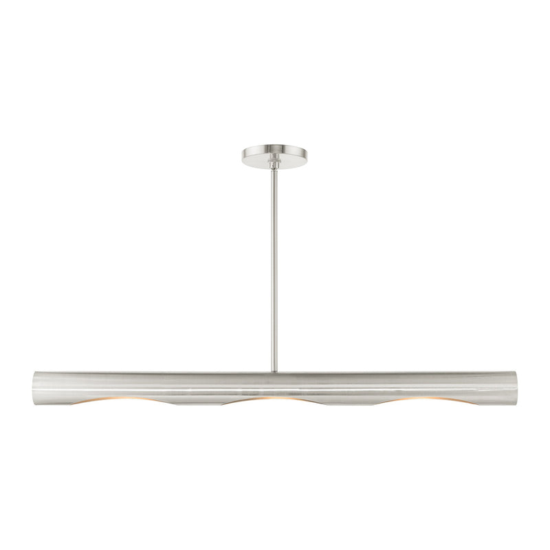 Novato 3-Light Medium Linear Chandelier in Brushed Nickel