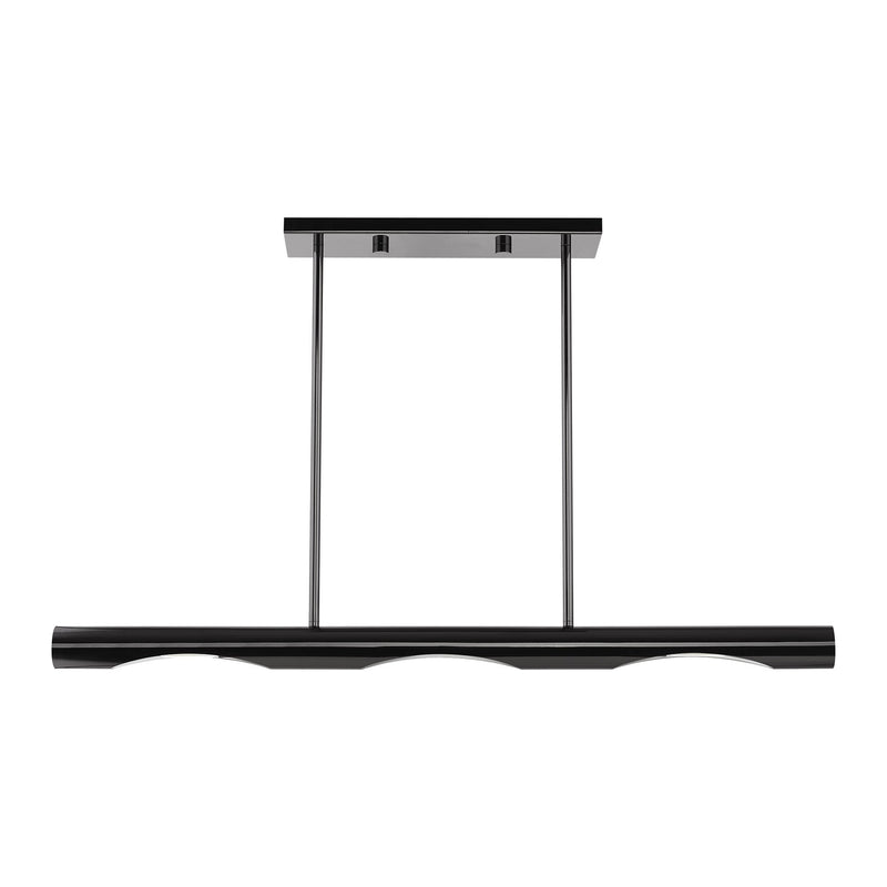 Acra 3-Light Linear Chandelier in Black Chrome
