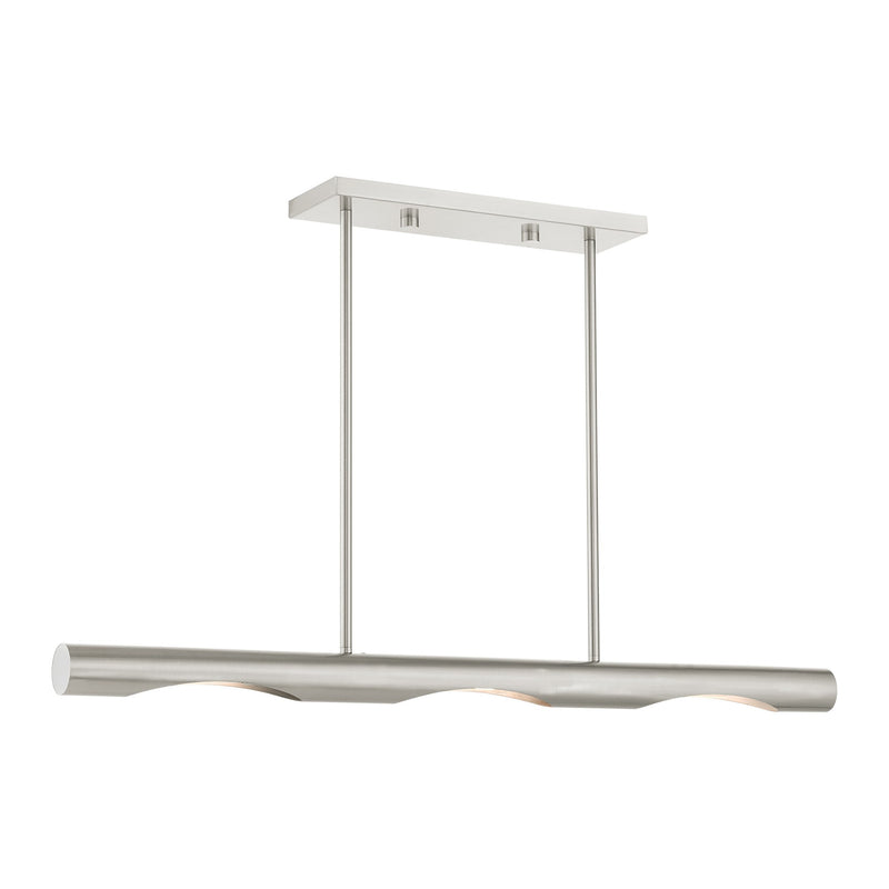 Acra 3-Light Linear Chandelier in Brushed Nickel