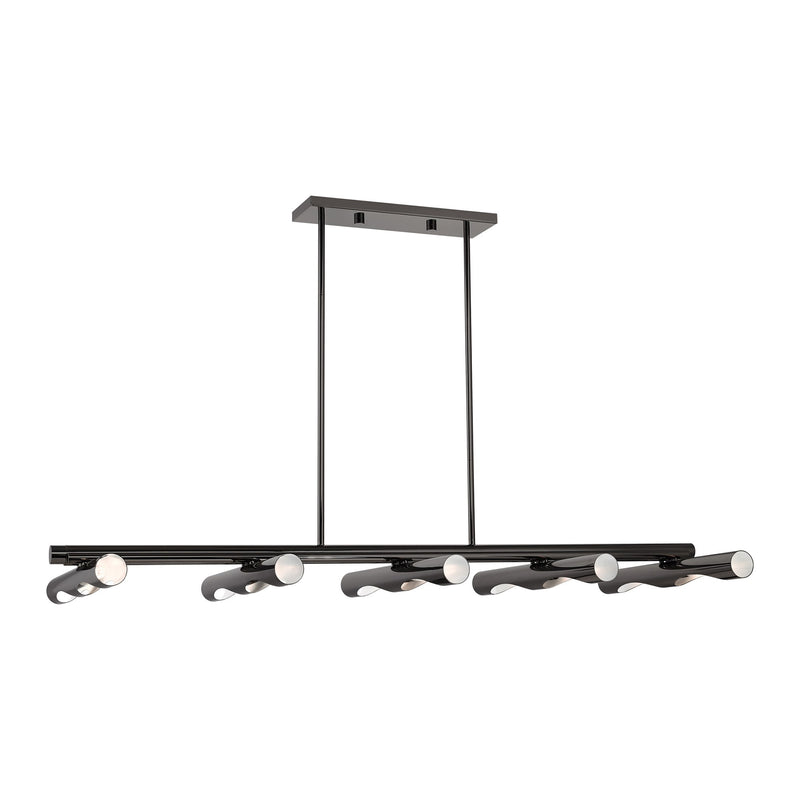 Acra 10-Light Large Linear Chandelier in Black Chrome