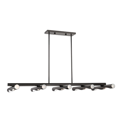 Acra 10-Light Large Linear Chandelier in Black Chrome