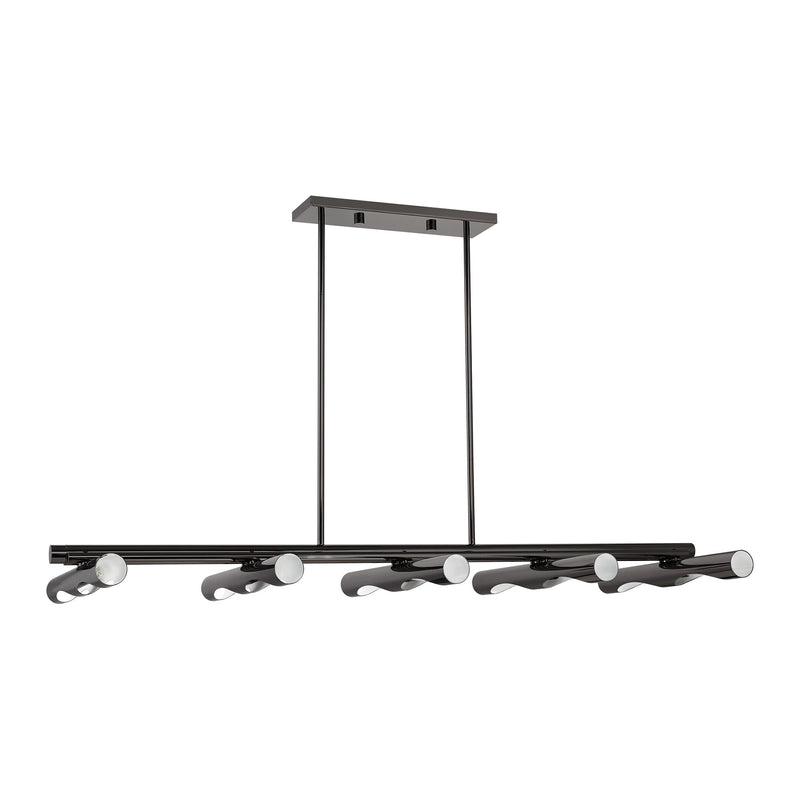 Acra 10-Light Large Linear Chandelier in Black Chrome