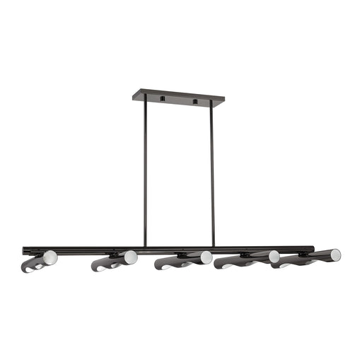 Acra 10-Light Large Linear Chandelier in Black Chrome