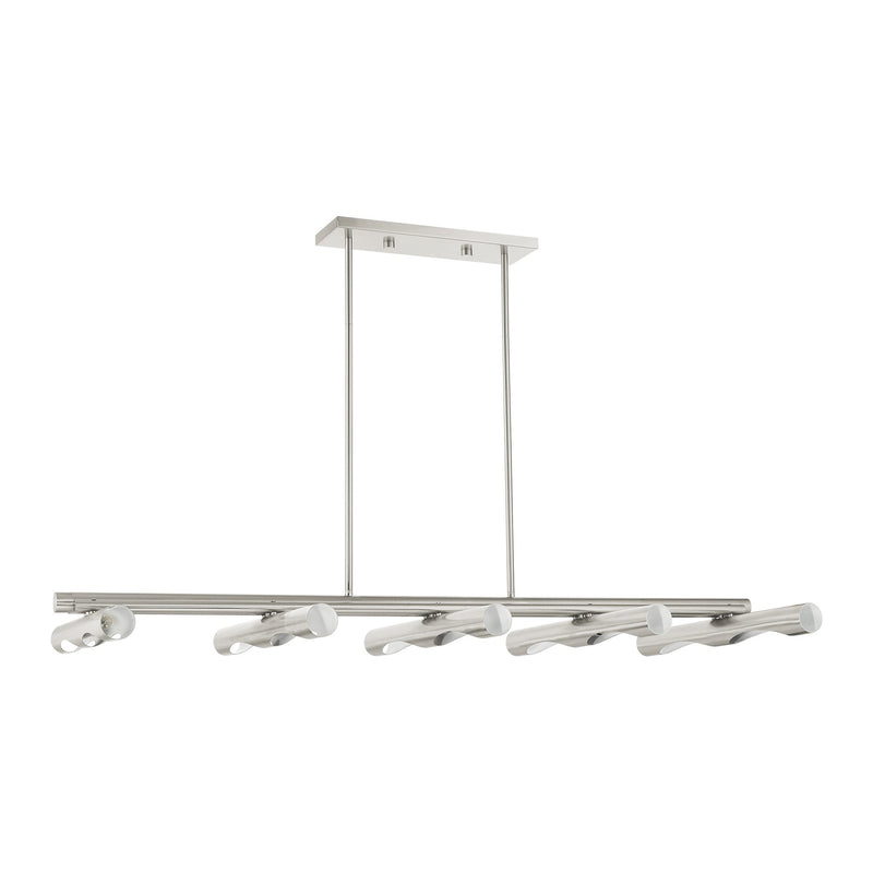 Acra 10-Light Large Linear Chandelier in Brushed Nickel