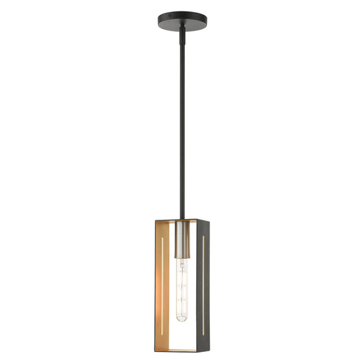 Soma Pendant in Textured Black with Brushed Nickel Accents