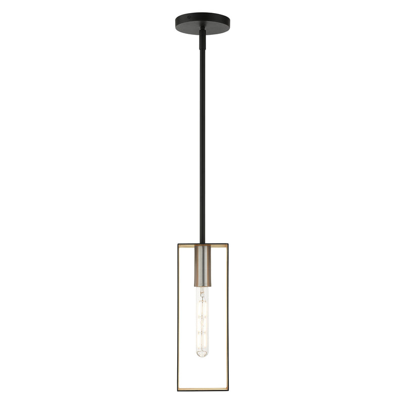 Soma Pendant in Textured Black with Brushed Nickel Accents