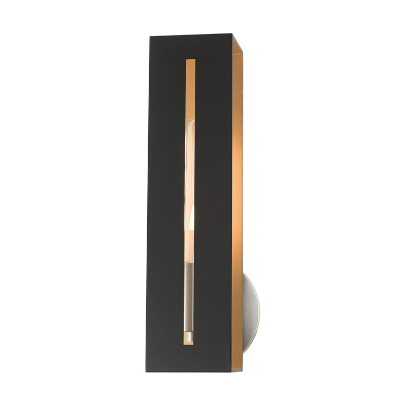 Soma ADA Wall Sconce in Textured Black with Brushed Nickel Accents