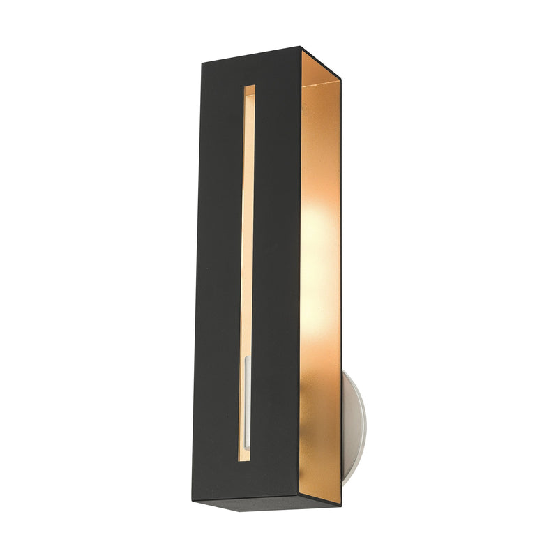 Soma ADA Wall Sconce in Textured Black with Brushed Nickel Accents