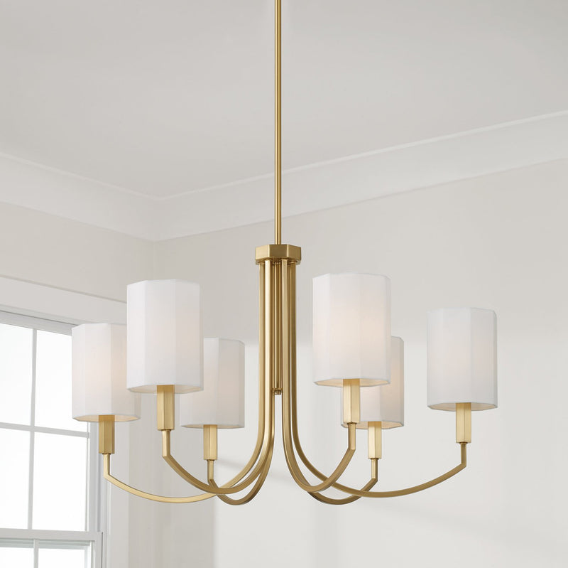 Adrian 6-Light Chandelier in Aged Brass