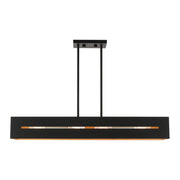 Soma 4-Light Linear Chandelier in Textured Black with Brushed Nickel Accents