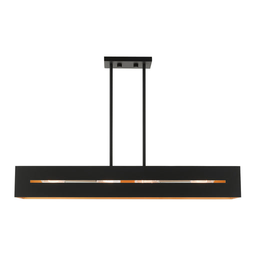 Soma 4-Light Linear Chandelier in Textured Black with Brushed Nickel Accents