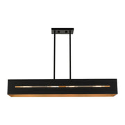 Soma 4-Light Linear Chandelier in Textured Black with Brushed Nickel Accents