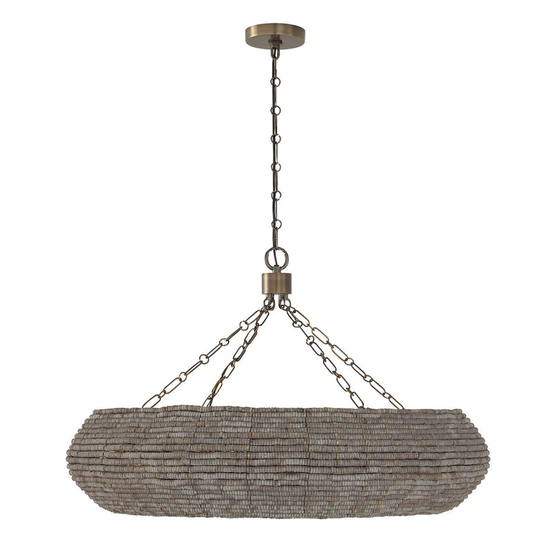 Morada 8-Light Pendant in Aegean Grey and Dark Brass