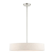 Venlo 4-Light Drum Pendant with Oatmeal Shade in Brushed Nickel