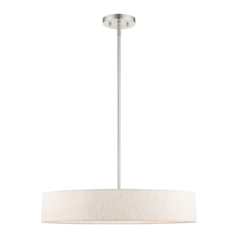 Venlo 4-Light Drum Pendant with Oatmeal Shade in Brushed Nickel