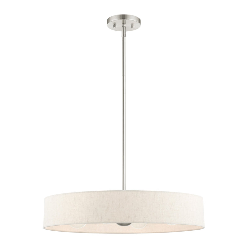Venlo 4-Light Drum Pendant with Oatmeal Shade in Brushed Nickel