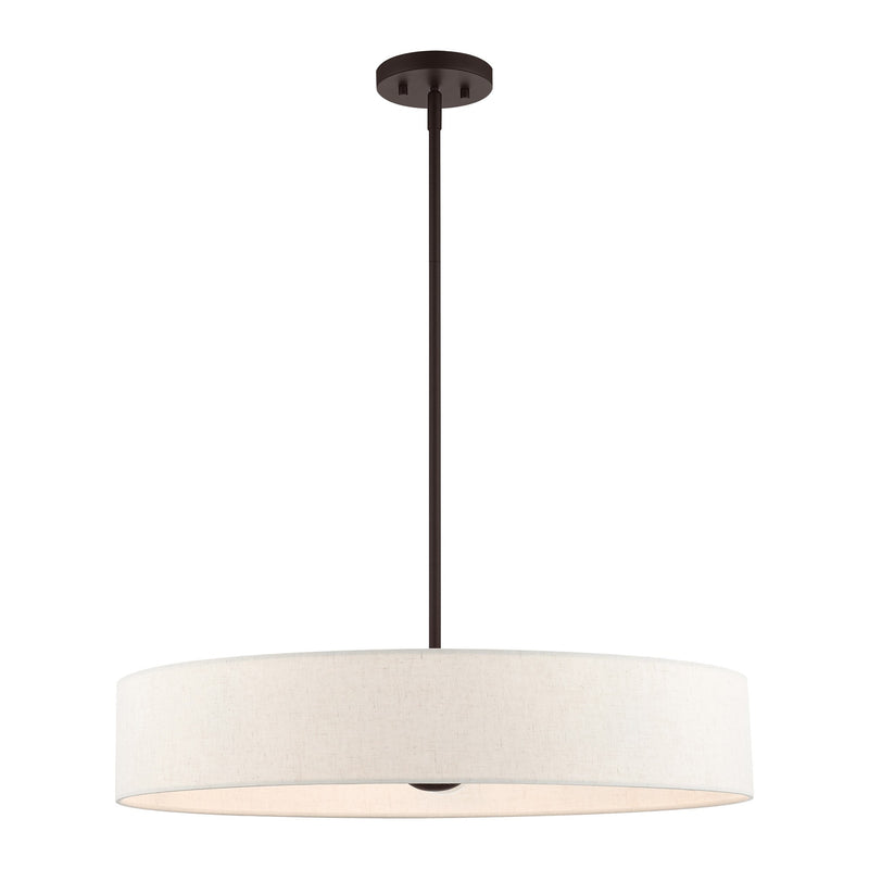 Venlo 5-Light Large Drum Pendant in Bronze with Antique Brass Accents