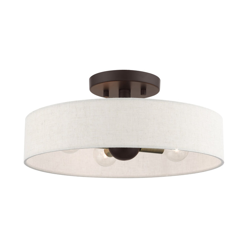 Venlo 4-Light Semi-Flush Mount in Bronze with Antique Brass Accents