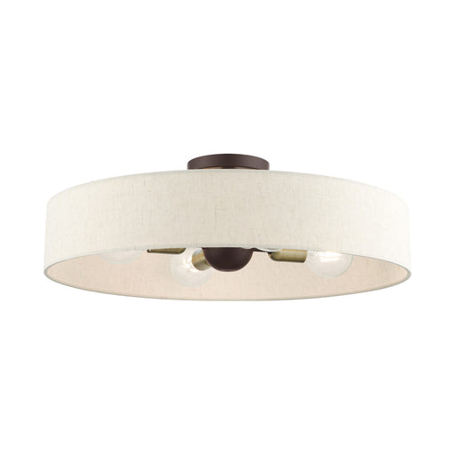 Venlo 4-Light Large Semi-Flush Mount in Bronze with Antique Brass Accents