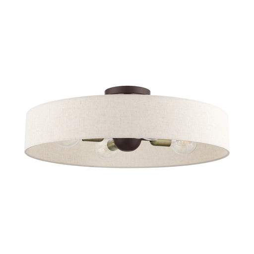 Venlo 4-Light Large Semi-Flush Mount in Bronze with Antique Brass Accents
