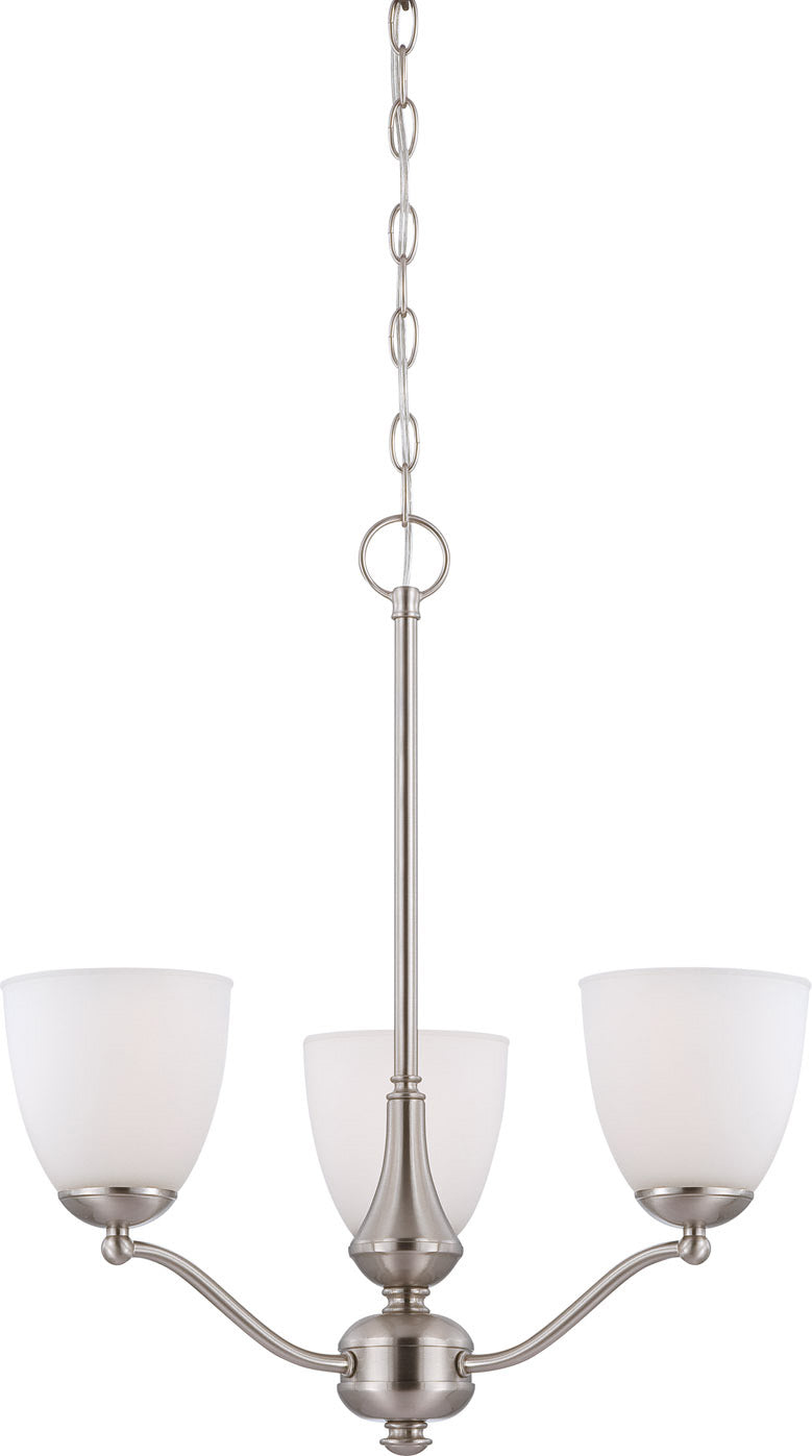 Patton 3 Light Chandelier/Up in Brushed Nickel