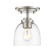 Ashton 1 Light 6" Flush Mount, Clear Shade in Brushed Nickel