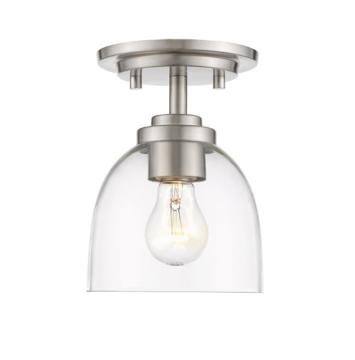 Ashton 1 Light 6" Flush Mount, Clear Shade in Brushed Nickel
