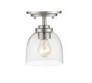 Ashton 1 Light 6" Flush Mount, Clear Shade in Brushed Nickel