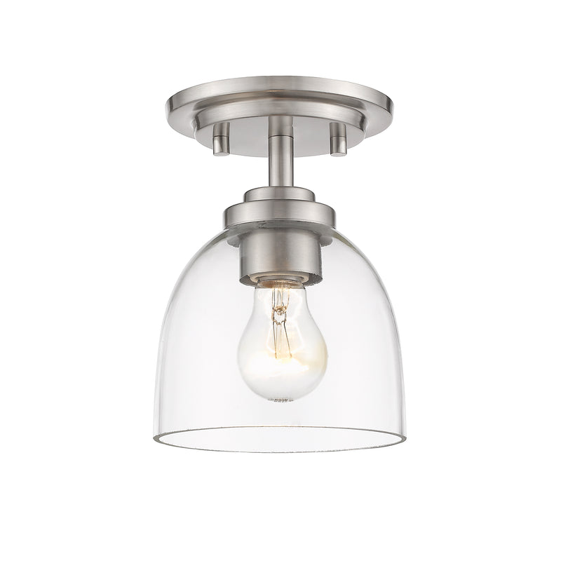 Ashton 1 Light 6" Flush Mount, Clear Shade in Brushed Nickel