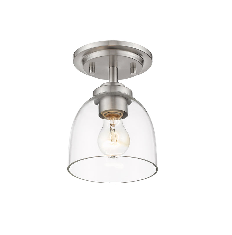 Ashton 1 Light 6" Flush Mount, Clear Shade in Brushed Nickel
