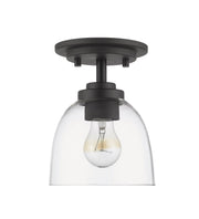 Ashton 1 Light 6" Flush Mount, Clear Shade in Bronze
