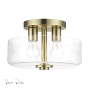 Whitworth 2-Light Semi-Flush Mount in Antique Brass