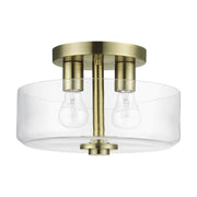 Whitworth 2-Light Semi-Flush Mount in Antique Brass