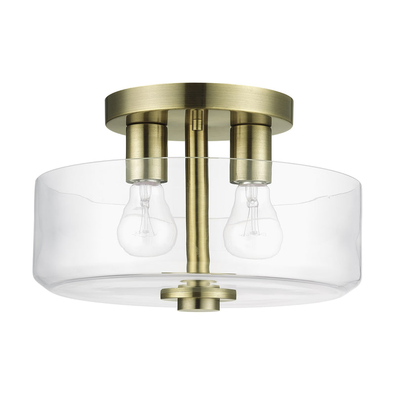 Whitworth 2-Light Semi-Flush Mount in Antique Brass