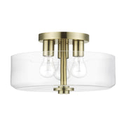 Whitworth 3-Light Semi-Flush Mount in Antique Brass