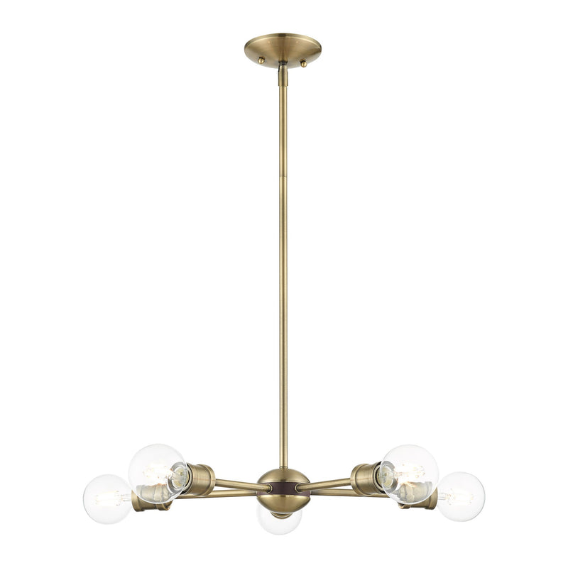 Lansdale 5-Light Chandelier in Antique Brass with Bronze Accents