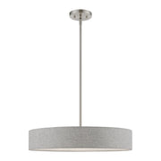 Elmhurst 4-Light Drum Pendant in Brushed Nickel with Shiny White Accents