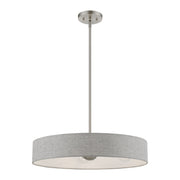 Elmhurst 4-Light Drum Pendant in Brushed Nickel with Shiny White Accents