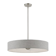 Elmhurst 5-Light Large Drum Pendant in Brushed Nickel with Shiny White Accents