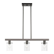 Munich 3-Light Linear Chandelier in Black Chrome