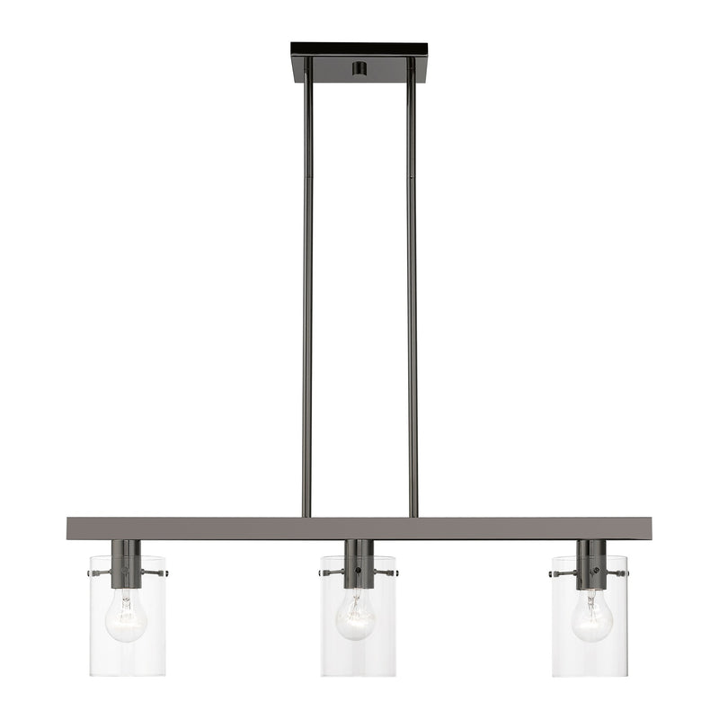Munich 3-Light Linear Chandelier in Black Chrome