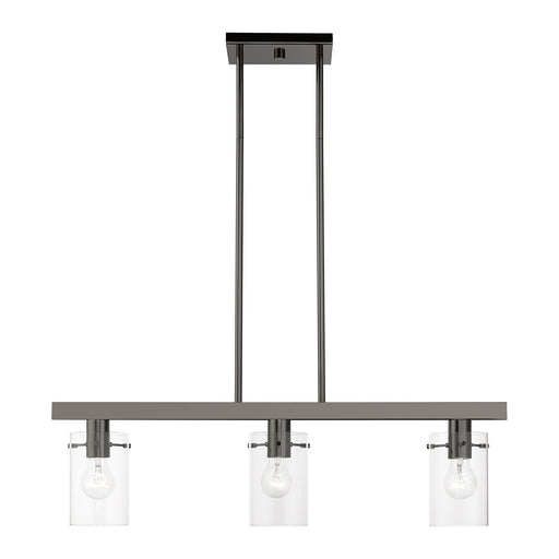 Munich 3-Light Linear Chandelier in Black Chrome