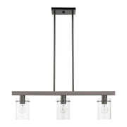 Munich 3-Light Linear Chandelier in Black Chrome