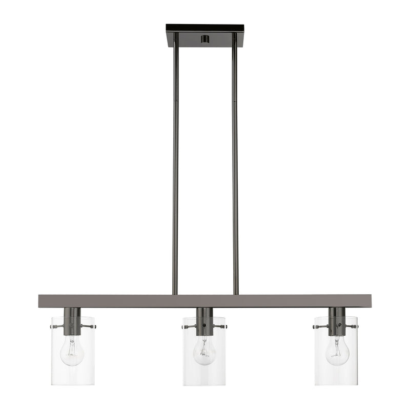 Munich 3-Light Linear Chandelier in Black Chrome